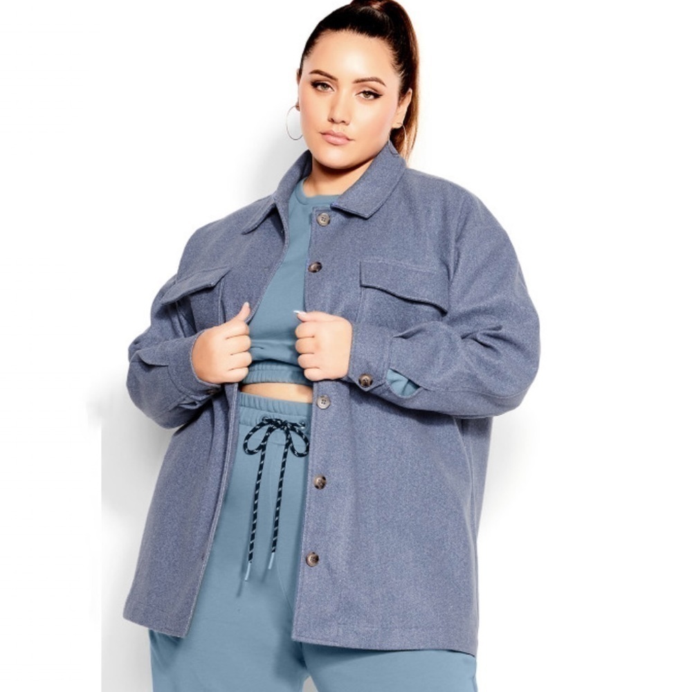 NWT City Chic Lounger Fleece Button Down Shacket Shirt Jacket